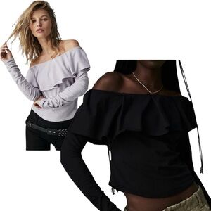 2 FREE PEOPLE Everything Always Off The Shoulder Tops lot of two size L and XL